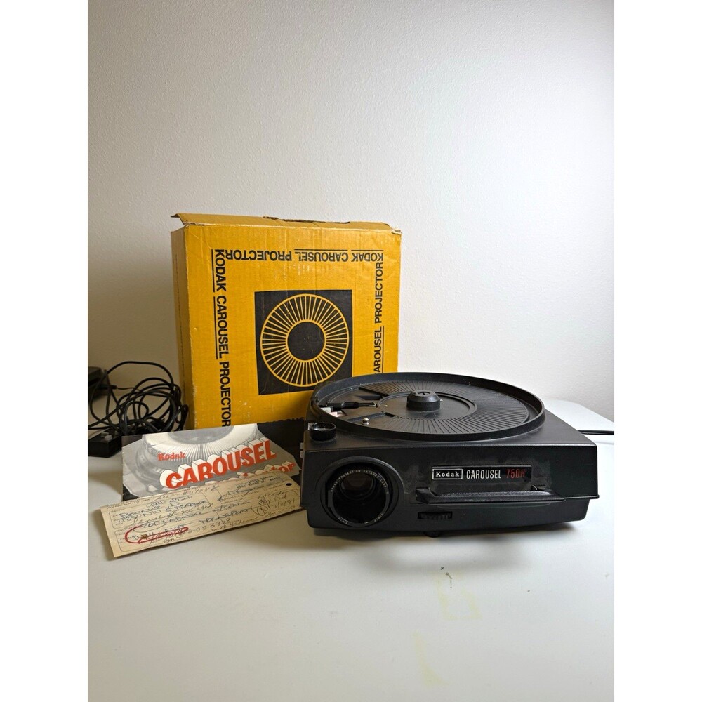 Vintage Kodak Carousel 750H Slide Projector with Original Box and Manual